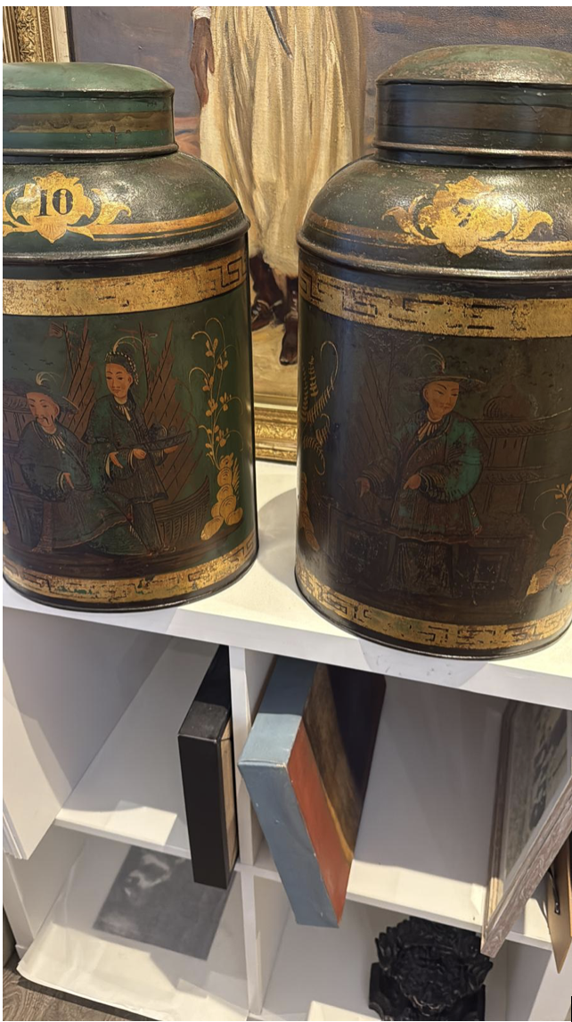 Toleware Tea Canisters – Pair, Circa 1880