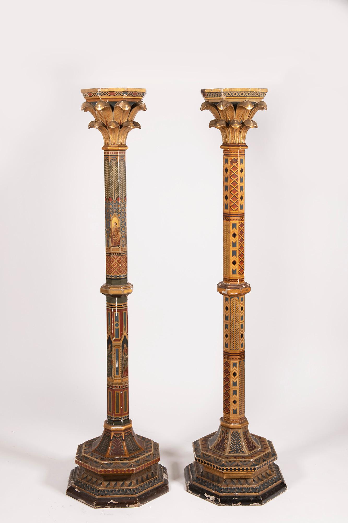 Pair of exquisite 19th-century Neo-Gothic Columns