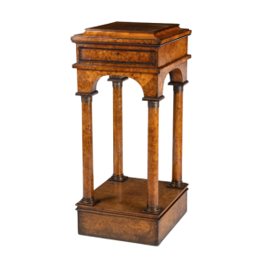 An English Burr Elm and Yew Library Pedestal Early 19th Century