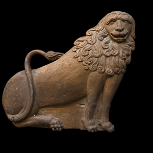 A Carved Wooden Heraldic Lion