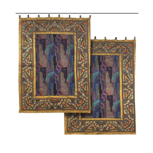 Art Deco Silk Tapestries of the New York Skyline Attributed to Paul Poiret, c. 1920