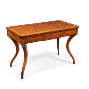 A Biedermeier Burr Maple and Amaranth Sofa Table