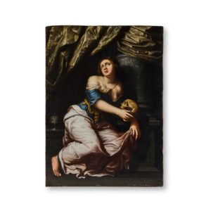 Bolognese School, 17th Century Mary Magdelene Renounces Worldly Possessions