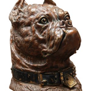 A rare and unusual Austrian Bronze Tobacco Jar modelled as a Bulldog Circa 1870