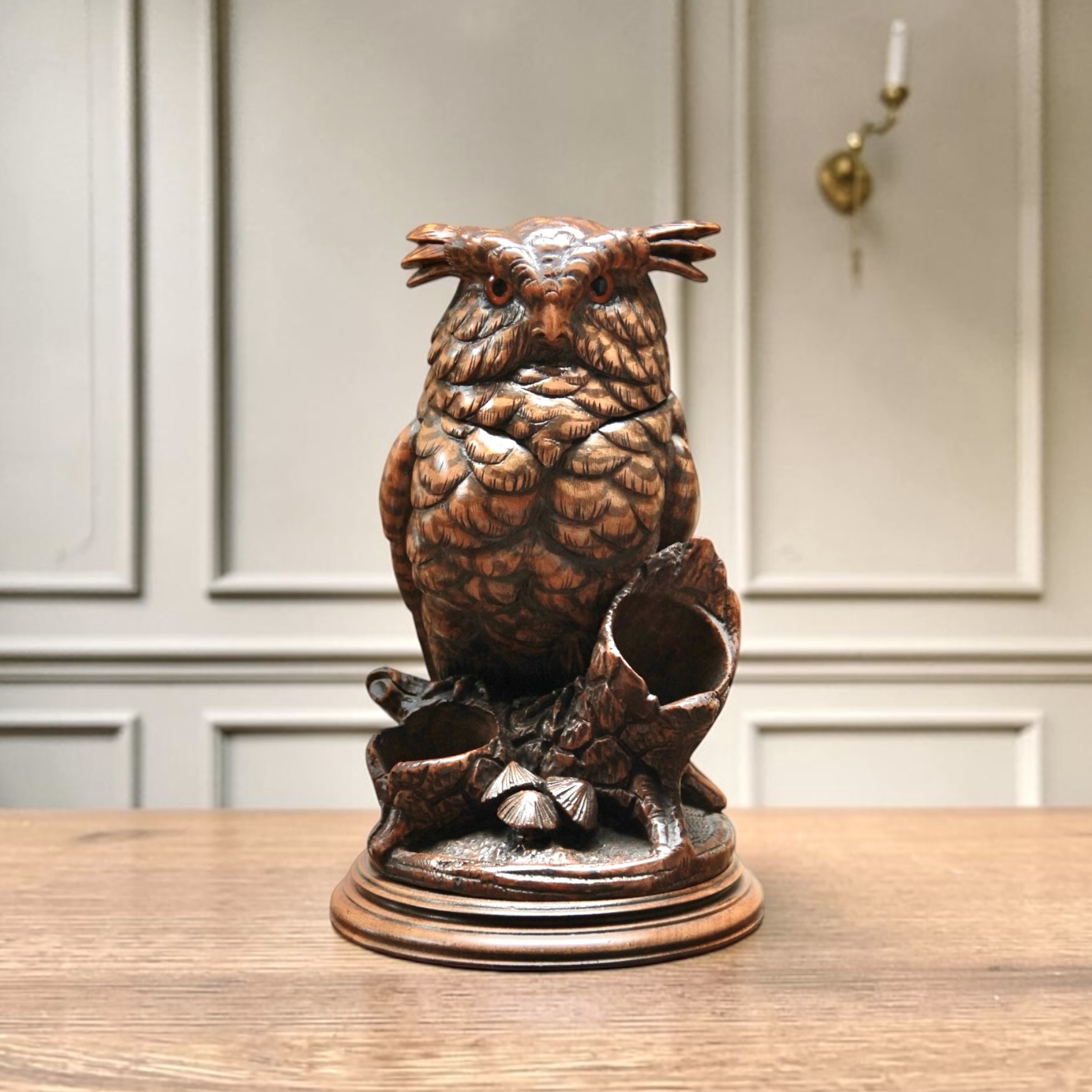 A Swiss Carved Black Forest Linden Wood Tobacco Box