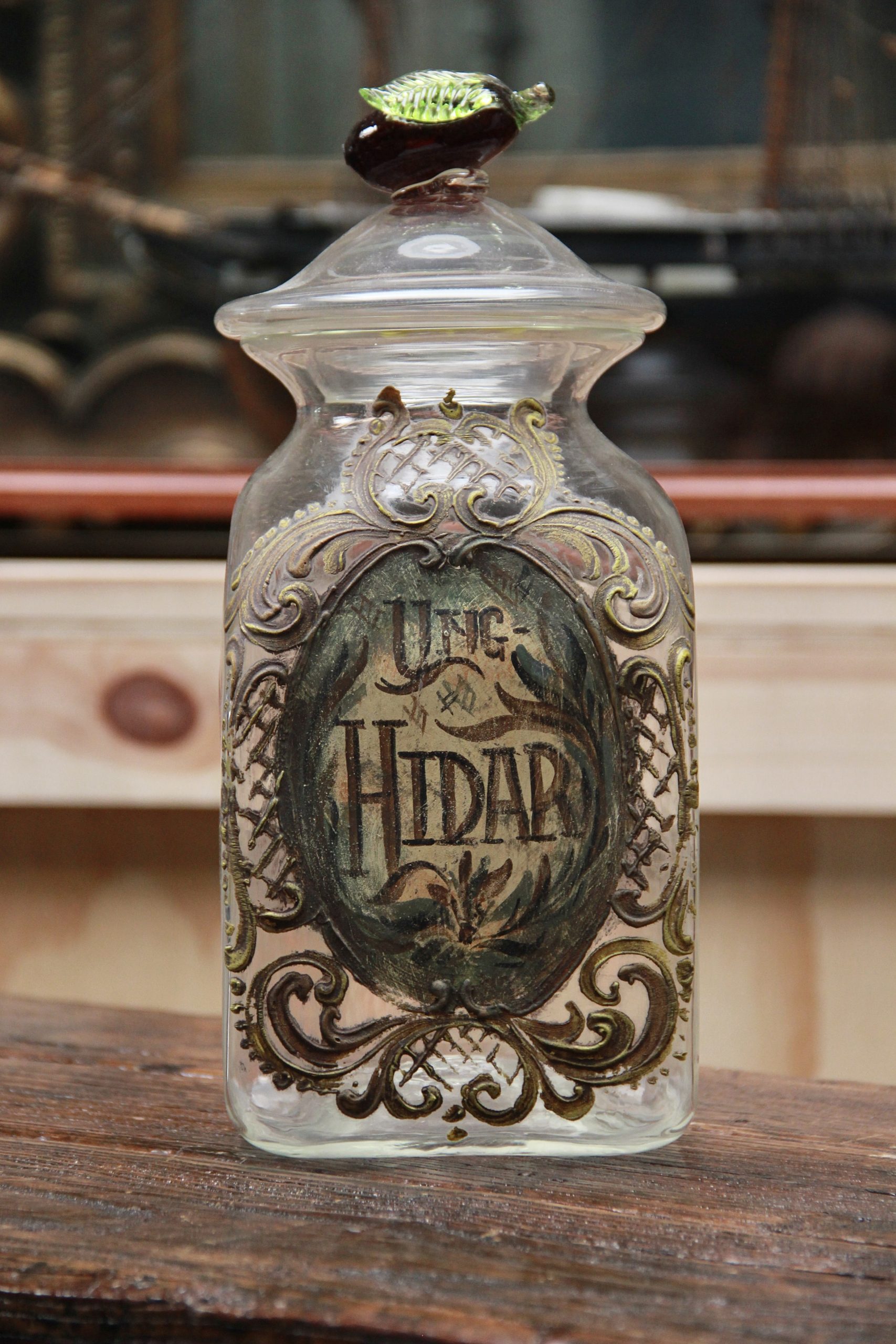 Set of Four Italian Glass Apothecary Jars with Fruit Finials - Image 15