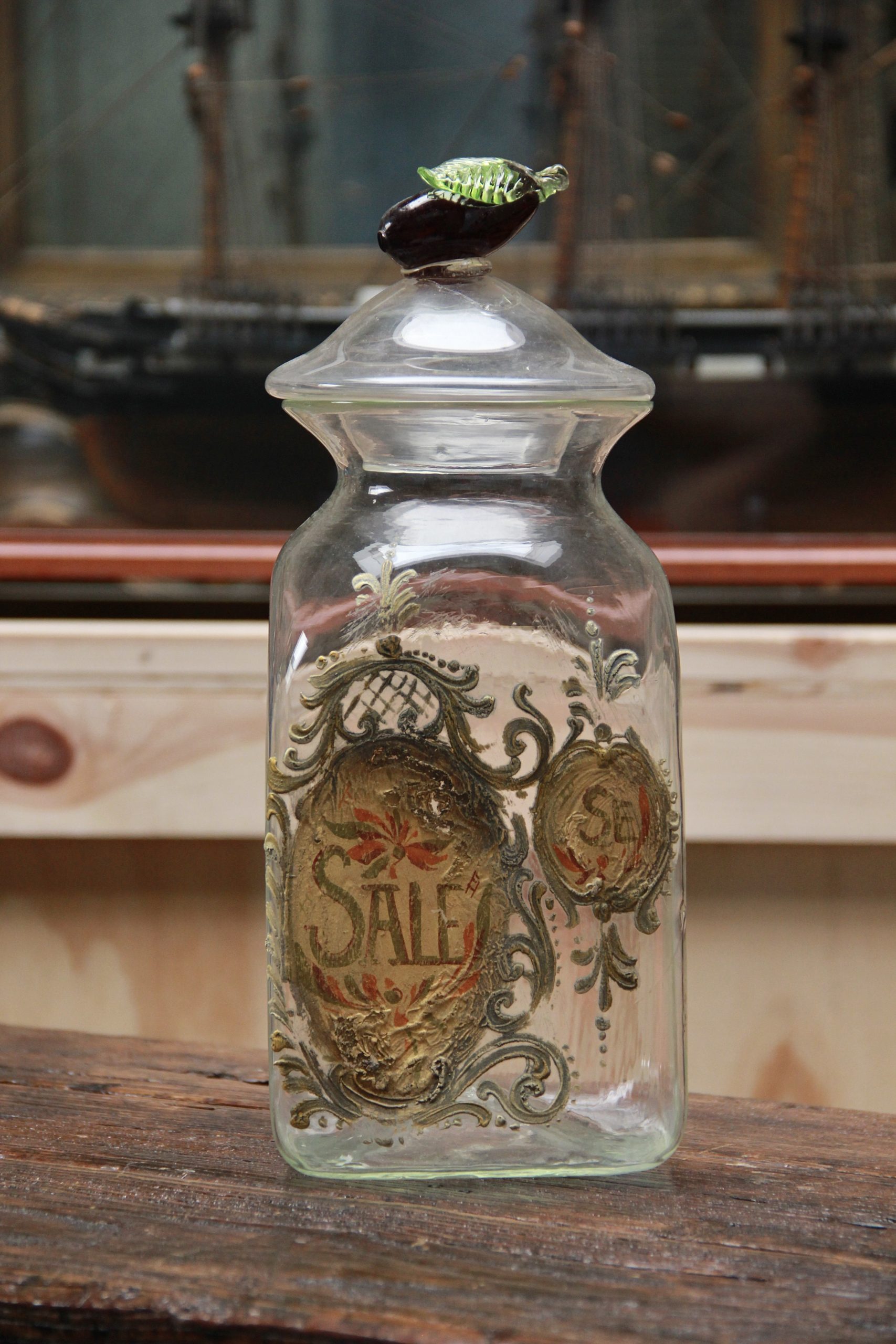 Set of Four Italian Glass Apothecary Jars with Fruit Finials - Image 13