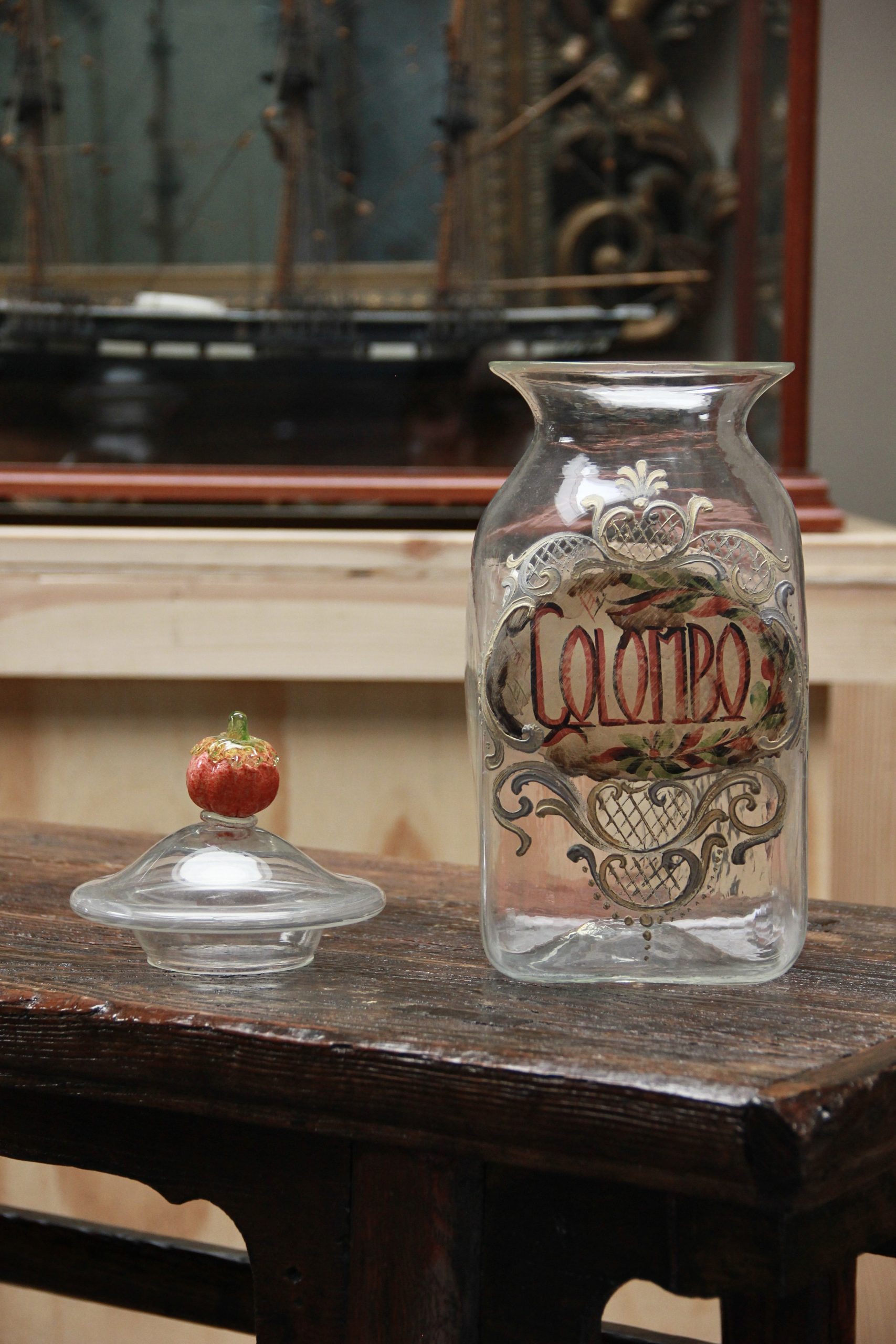 Set of Four Italian Glass Apothecary Jars with Fruit Finials - Image 9