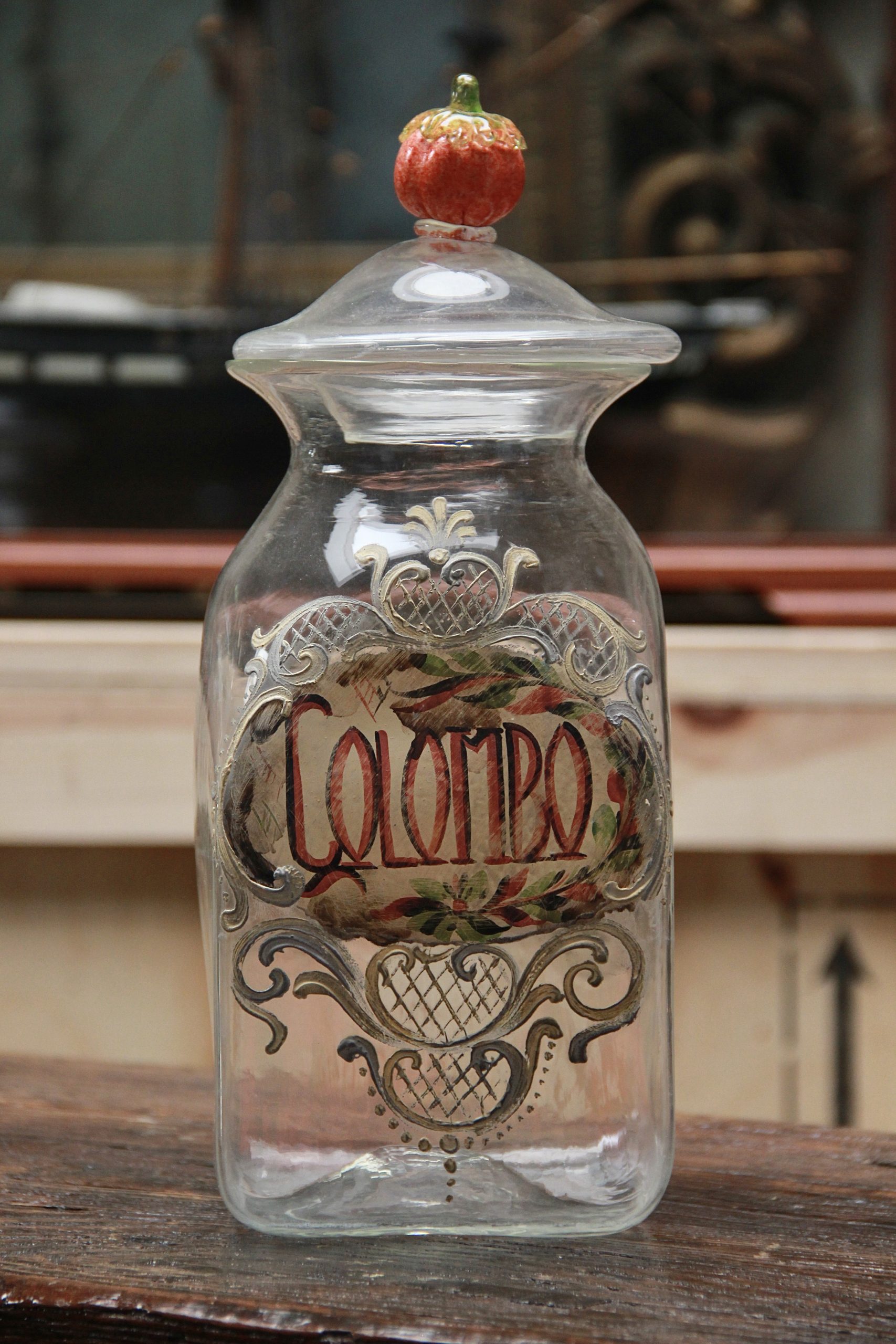 Set of Four Italian Glass Apothecary Jars with Fruit Finials - Image 8
