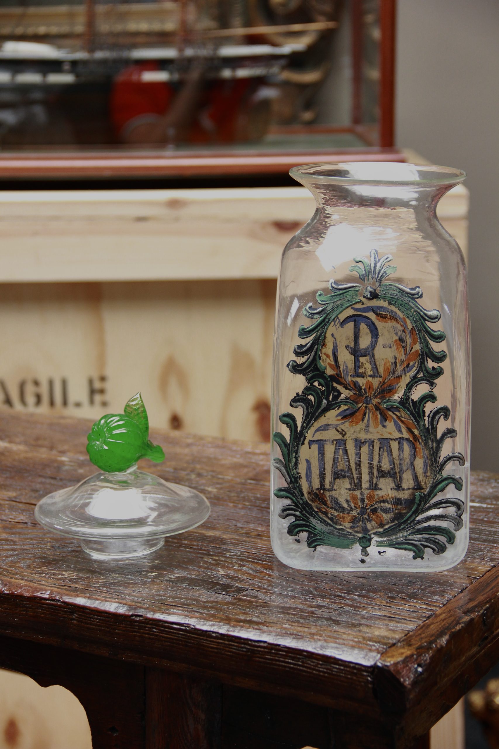 Set of Four Italian Glass Apothecary Jars with Fruit Finials - Image 6