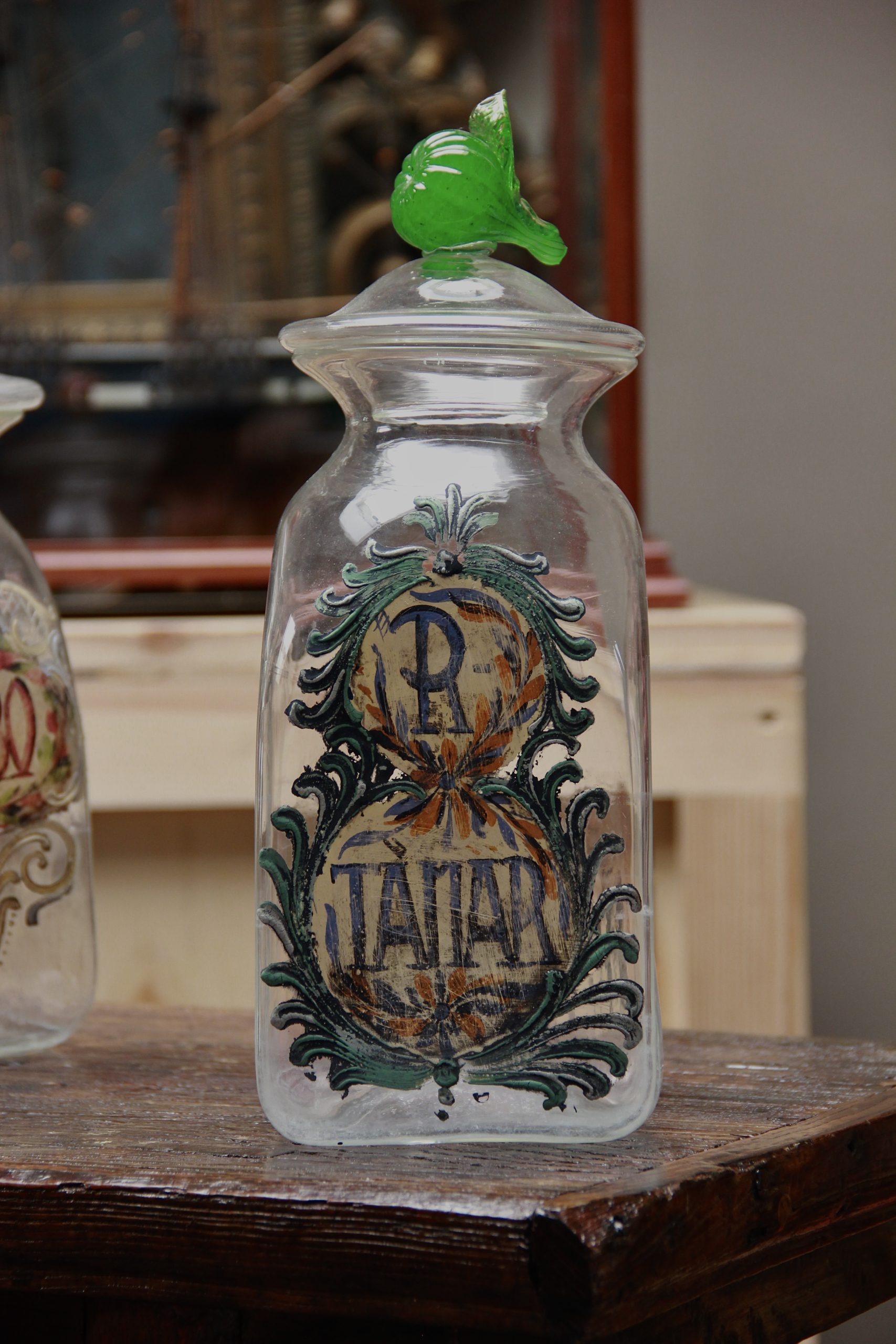 Set of Four Italian Glass Apothecary Jars with Fruit Finials - Image 5