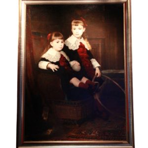 Portrait of two young girls, 1882. Signed and dated lower left: "EMILE LEVY / 1882"