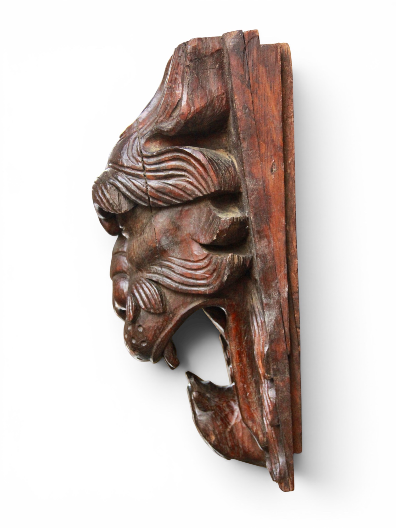An English carved oak lion mask panel, 19th century, in the 17th-century manner - Image 4